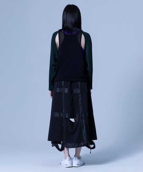 Cut-Out Panel Layered Knit Top